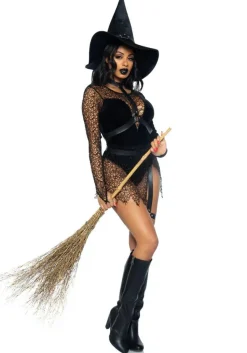 Halloween Kostuum Zwart Dames Bodysuit Tovenares Leg Avenue