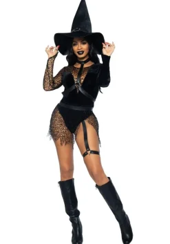 Halloween Kostuum Zwart Dames Bodysuit Tovenares Leg Avenue
