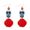 Halloween Oorbellen Schedels Met Roos
