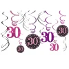 Hangdecoratie 30 Jaar 61cm Happy Birthday Roze 12st