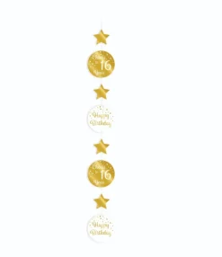 Hangdecoratie 16 Jaar Goud Wit 20,5cm