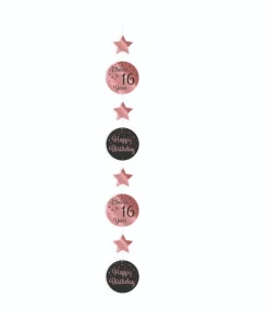 Hangdecoratie 16 Jaar Roze Zwart 20,5cm