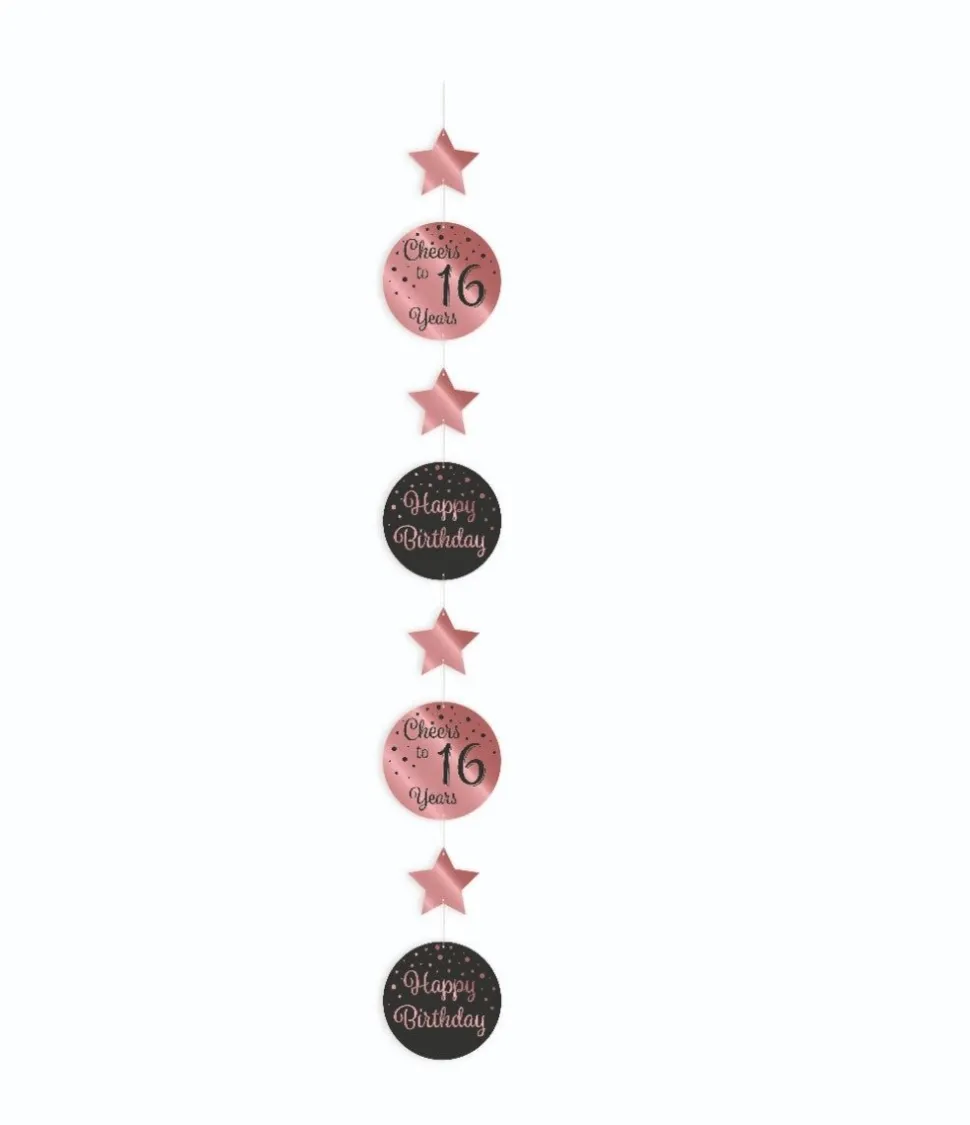 Hangdecoratie 16 Jaar Roze Zwart 20,5cm