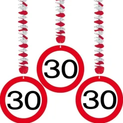 Hangdecoratie 30 Jaar Verkeersbord 75cm 3st