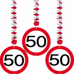 Hangdecoratie 50 Jaar Verkeersbord 75cm 3st