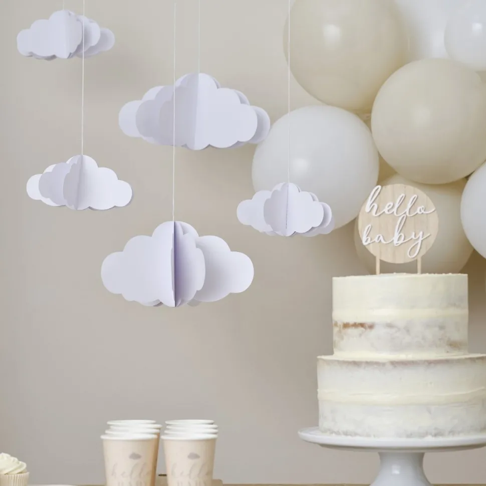 Hangdecoratie Wolken 3D 15cm 5st