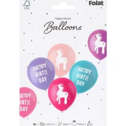 Happy Birthday Ballonnen Paarden 33cm 6st