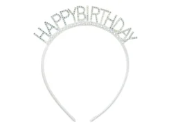Happy Birthday Haarband Zilver Parels
