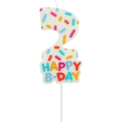 Happy Birthday Kaars 2 Jaar 7cm