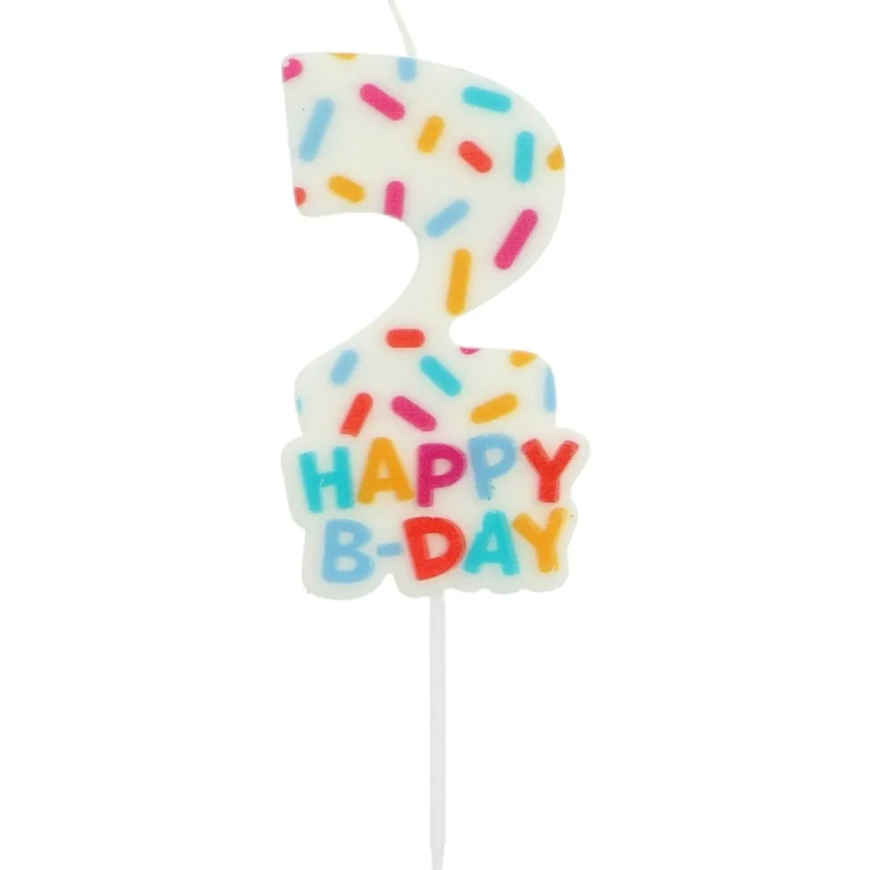 Happy Birthday Kaars 2 Jaar 7cm