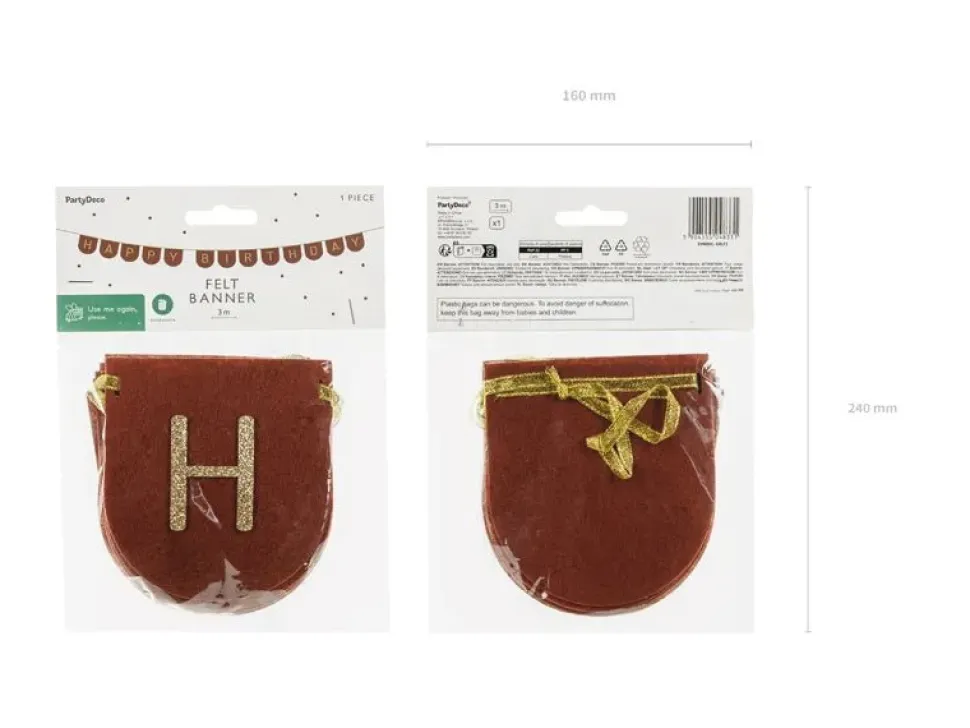 Happy Birthday Letterslinger Zwart Goud 3m