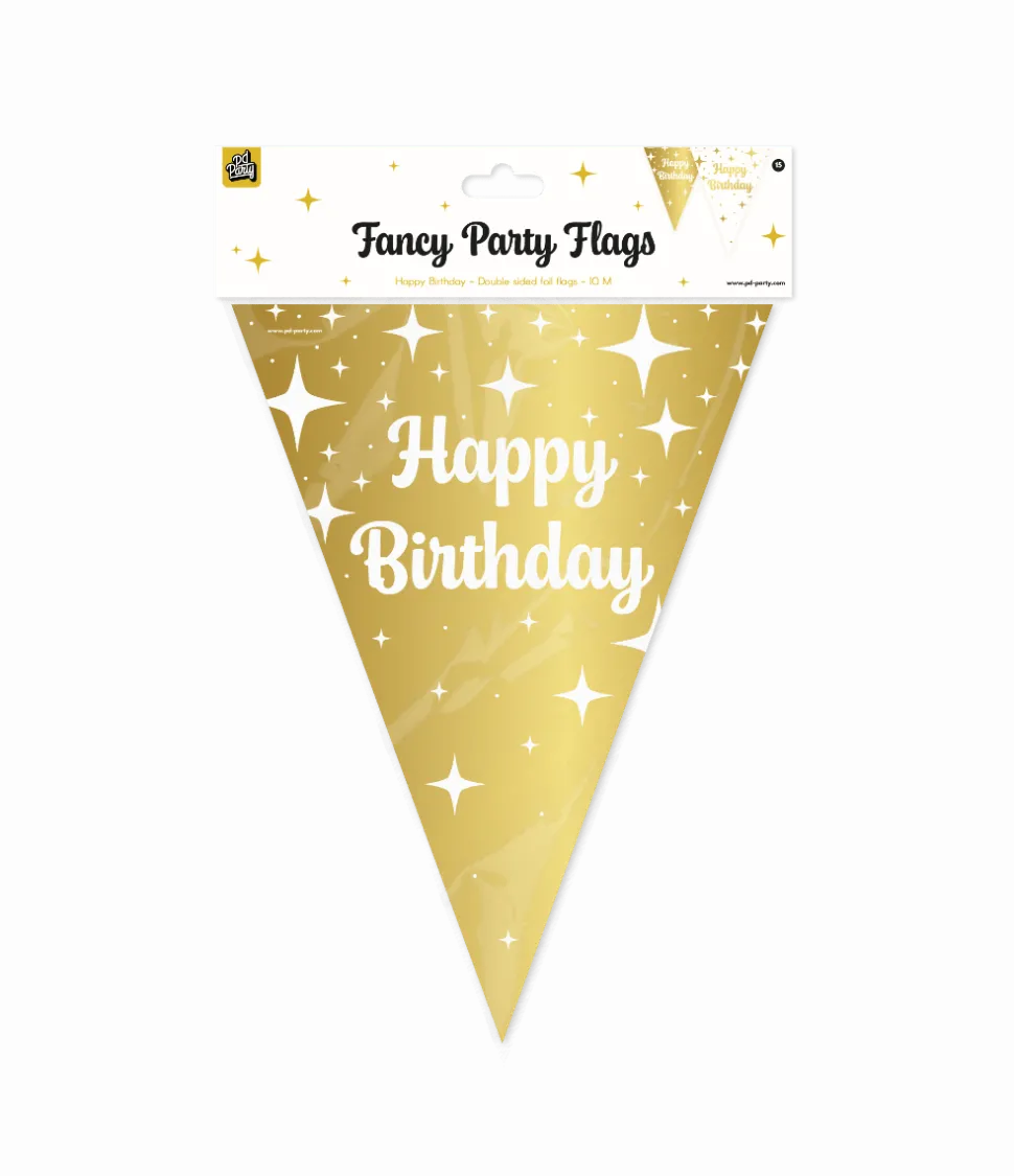 Happy Birthday Slinger Wit Goud 1m