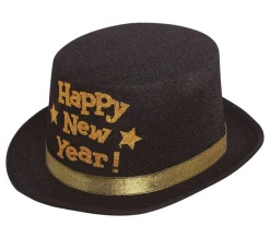 Happy New Year Hoed Zwart Goud