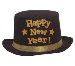Happy New Year Hoed Zwart Goud