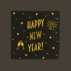 Happy New Year Servetten Zwart Goud 19cm 16st