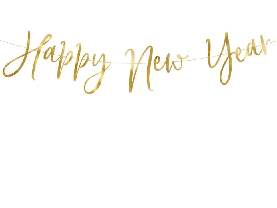 Happy New Year Slinger Goud 66cm