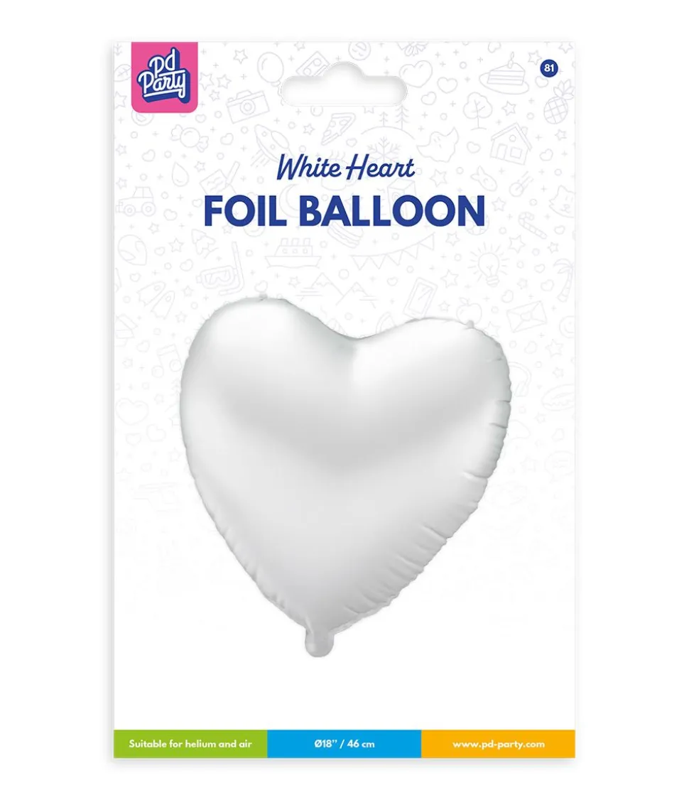 Hart Helium Ballon Wit Leeg 46cm