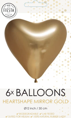 Hartjes Ballonnen Goud 30cm 6st