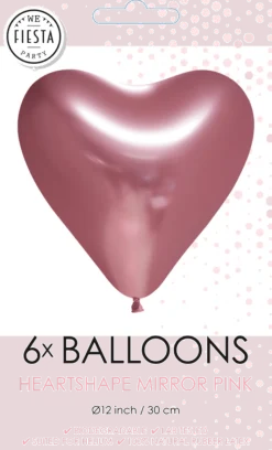 Hartjes Ballonnen Roze 30cm 6st