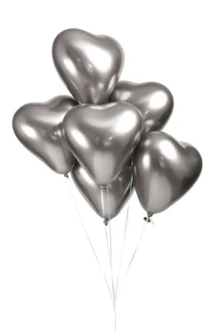 Hartjes Ballonnen Zilver 30cm 6st