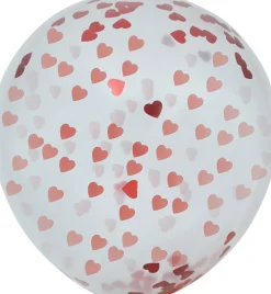 Hartjes Confetti Ballonnen Rood Roze 15cm