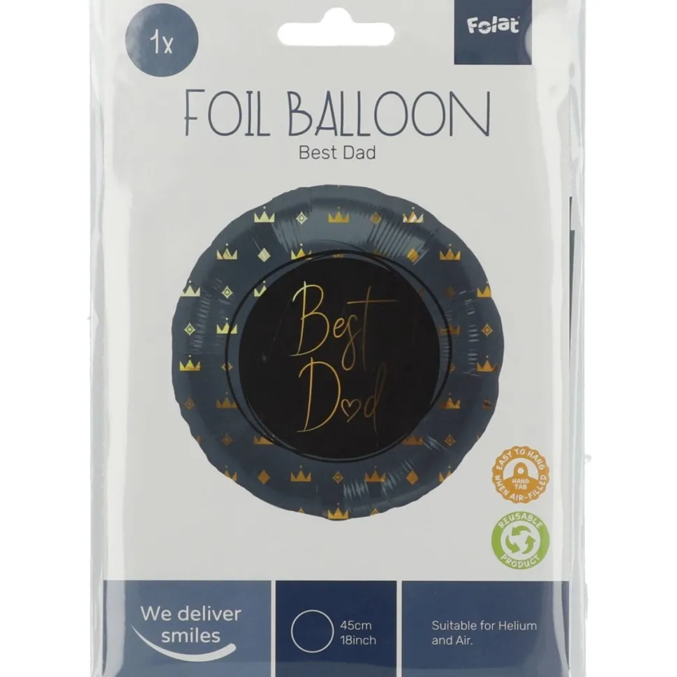 Helium Ballon Best Dad Blauw Leeg 45cm