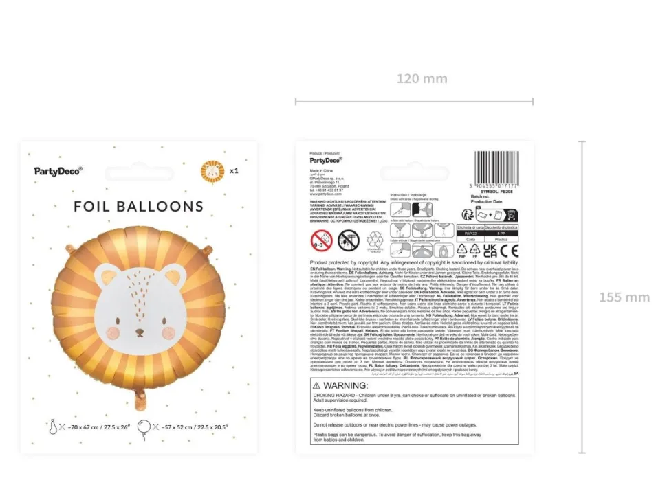 Helium Ballon Leeuw Leeg 57cm