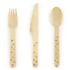 Houten Bestek Goud 16cm 18 delig