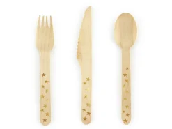 Houten Bestek Goud 16cm 18 delig