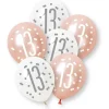 13 Jaar Ballonnen Set Wit Roze 30cm 6st