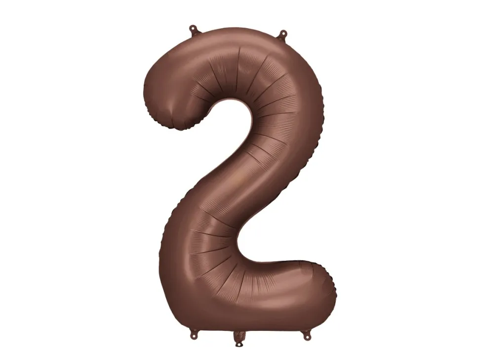 2 Jaar Cijfer Ballon Bruin Leeg 86cm
