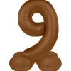 9 Jaar Cijfer Ballon Bruin Mat 72cm
