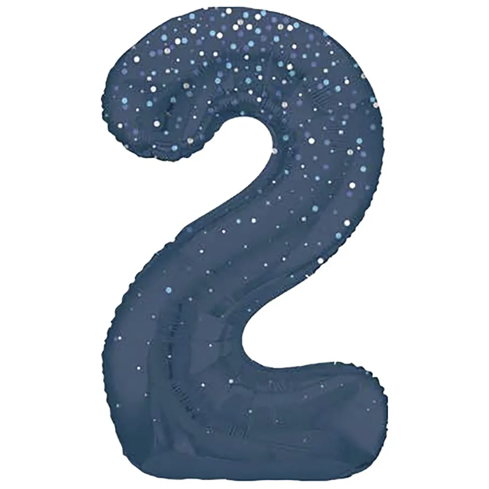 2 Jaar Cijfer Ballon Donkerblauw Stippen 86cm