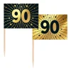 90 Jaar Cocktailprikkers Goud Zwart 50st