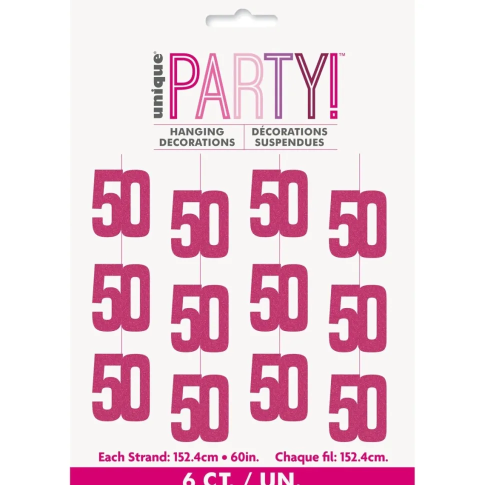 50 Jaar Hangdecoratie Roze 1,52m