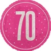 70 Jaar Helium Ballon Roze Leeg 45cm