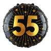 55 Jaar Helium Ballon Zwart Goud Leeg 45cm