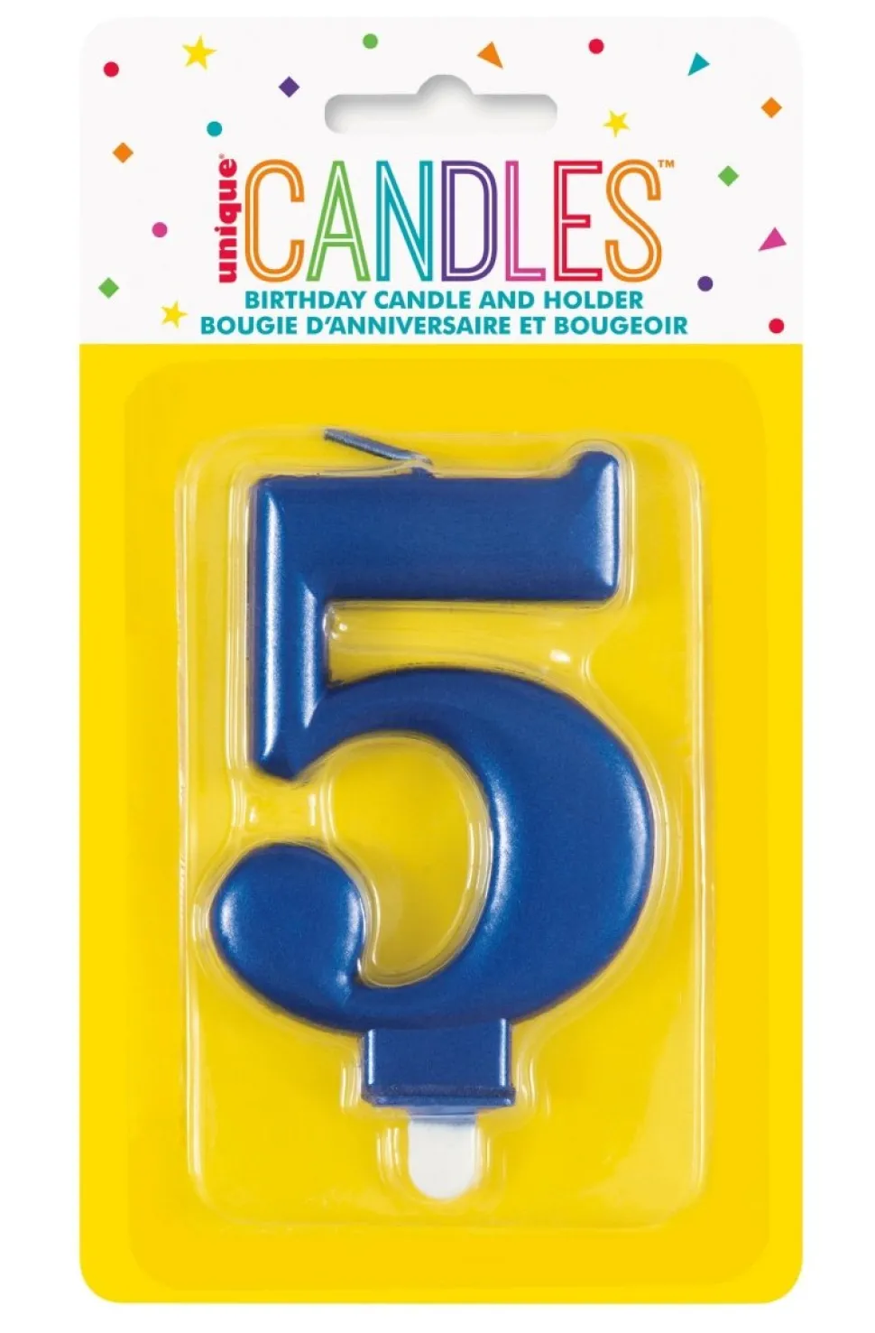 5 Jaar Kaars Blauw 12cm