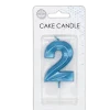 2 Jaar Kaars Blauw Metallic 6cm