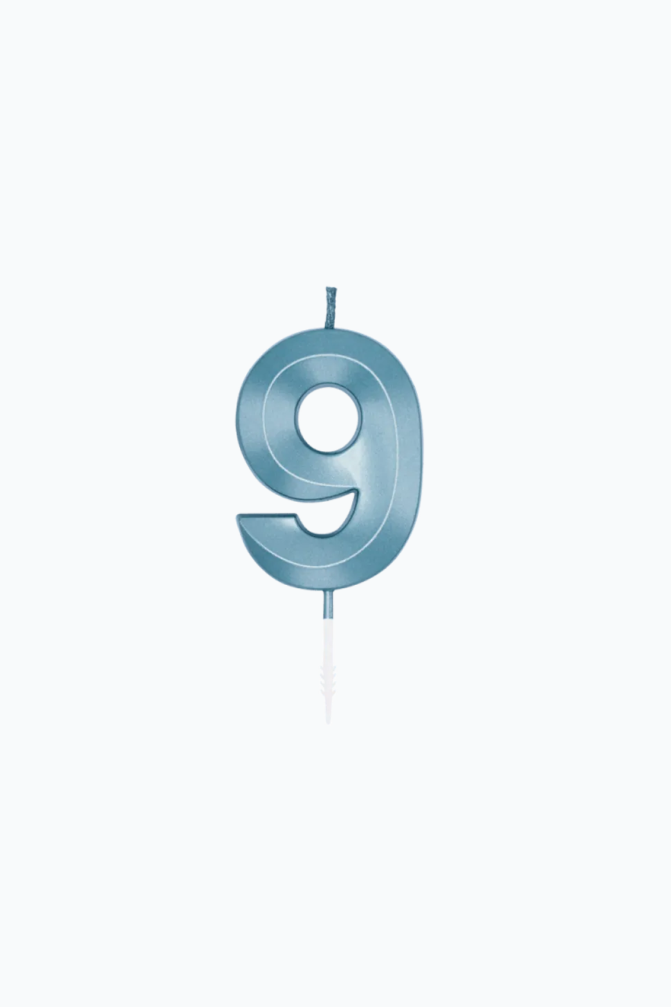 9 Jaar Kaars Blauw Metallic 6cm