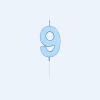 9 Jaar Kaars Blauw Pastel 4,5cm