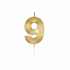 9 Jaar Kaars Goud Metallic 6cm