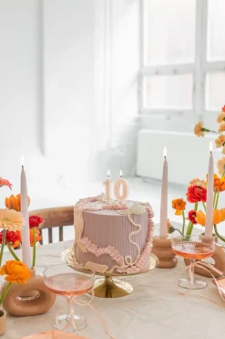1 Jaar Kaars Lichtroze 10cm