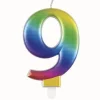 9 Jaar Kaars Regenboog 9,5cm