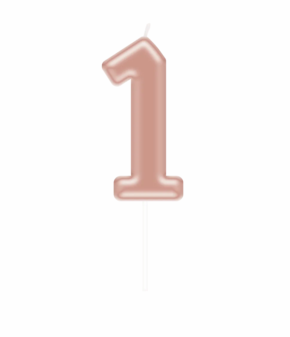 1 Jaar Kaars Rose Goud 10,5cm