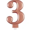3 Jaar Kaars Rose Goud 10cm