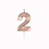 2 Jaar Kaars Rose Goud Metallic 6cm