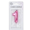 1 Jaar Kaars Roze Metallic 6cm