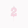 2 Jaar Kaars Roze Pastel 4,5cm