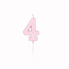 4 Jaar Kaars Roze Pastel 4,5cm